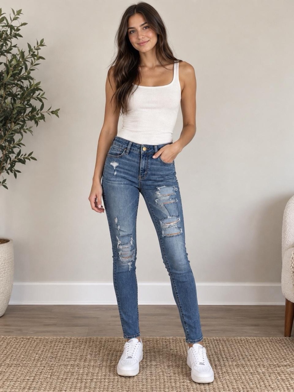 American Eagle Super Stretch Distressed Skinny Jeans Size 0 Long